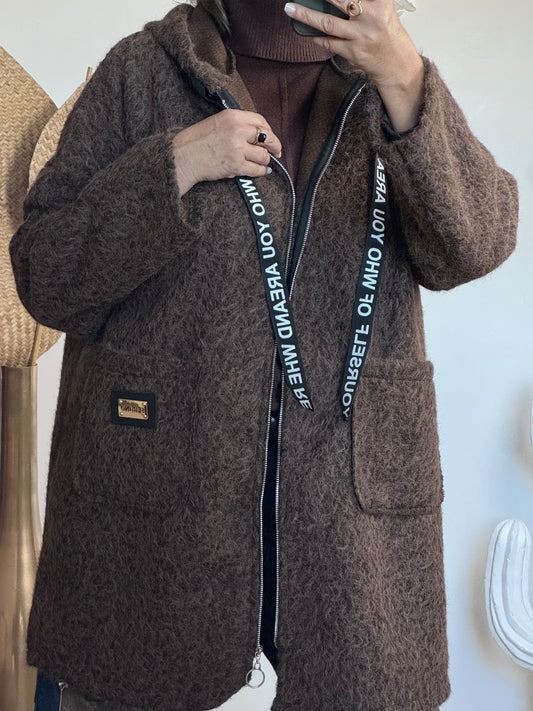 Manteau moumoute marron