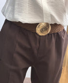 Ceinture bohème moka boucle dorée