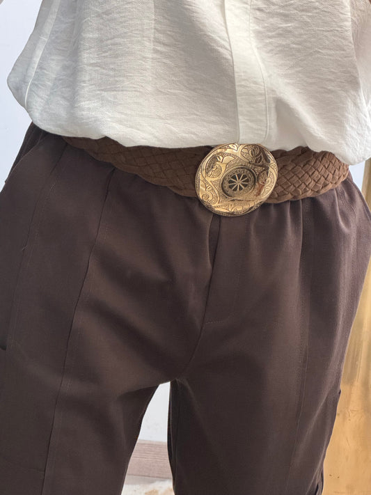 Ceinture bohème moka boucle dorée