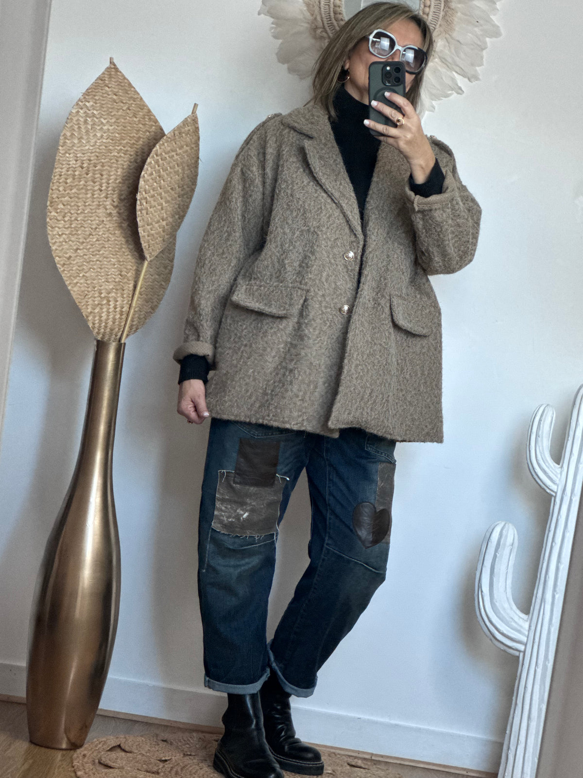 Veste moumoute taupe