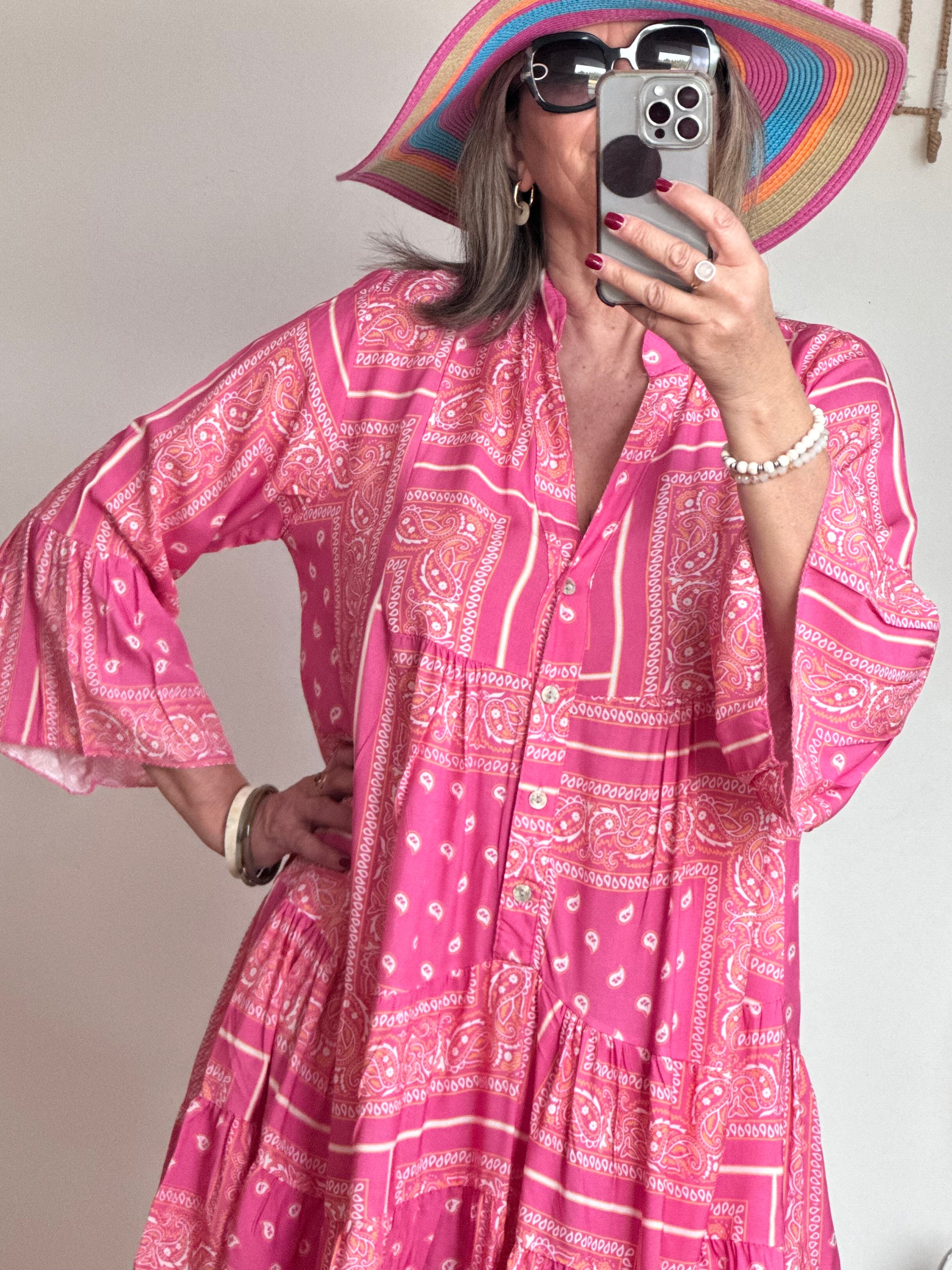 Robe Léa bandana fuchsia