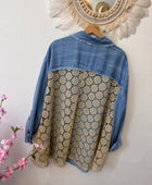 Chemise lyocell bleue dos lurex doré ajouré TU 42/50