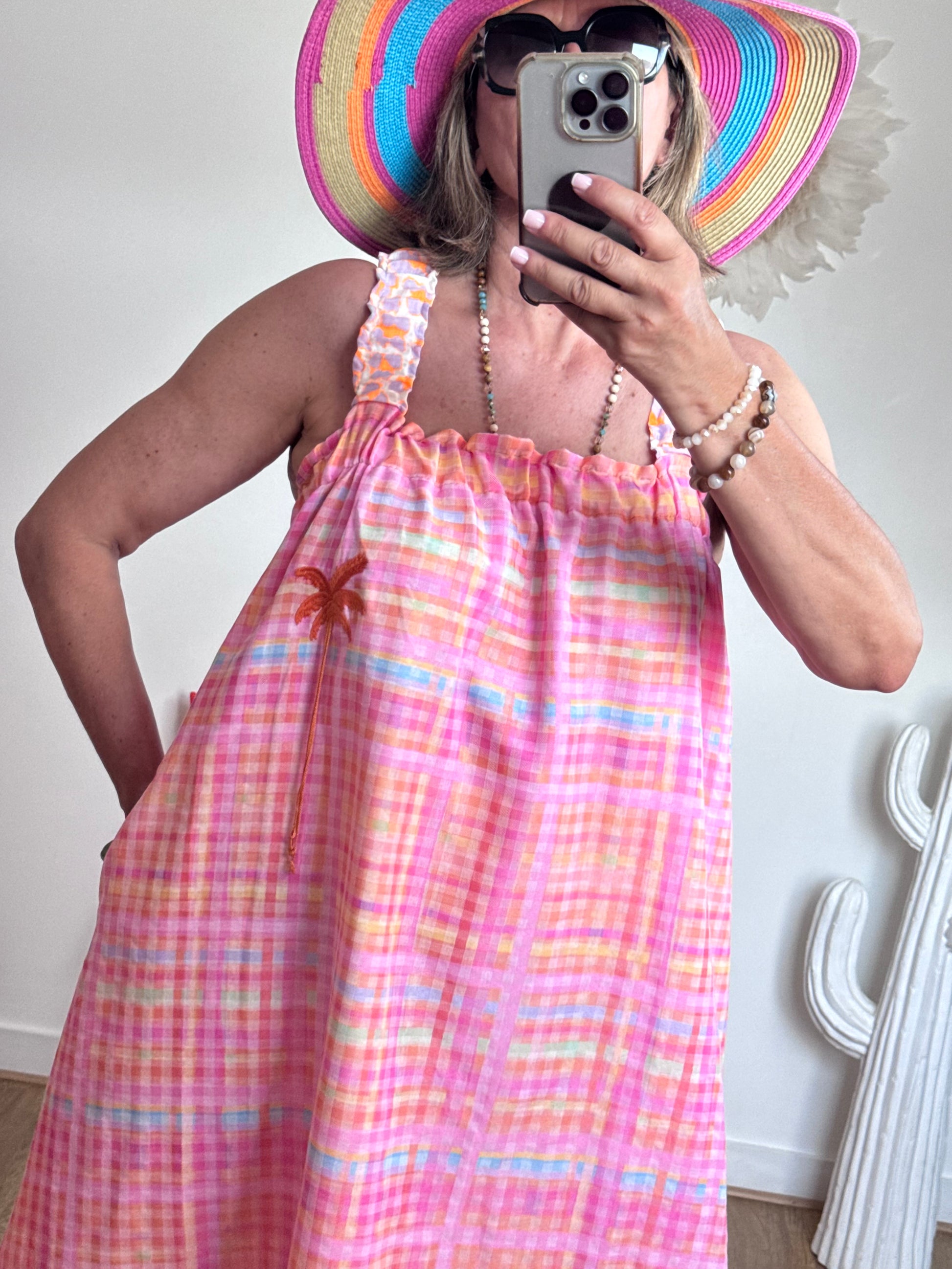 Robe Vichy multicolore fluo