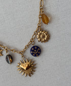 Parure collier et bracelet breloques bleues