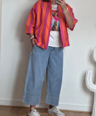 Veste kimono orange et rose