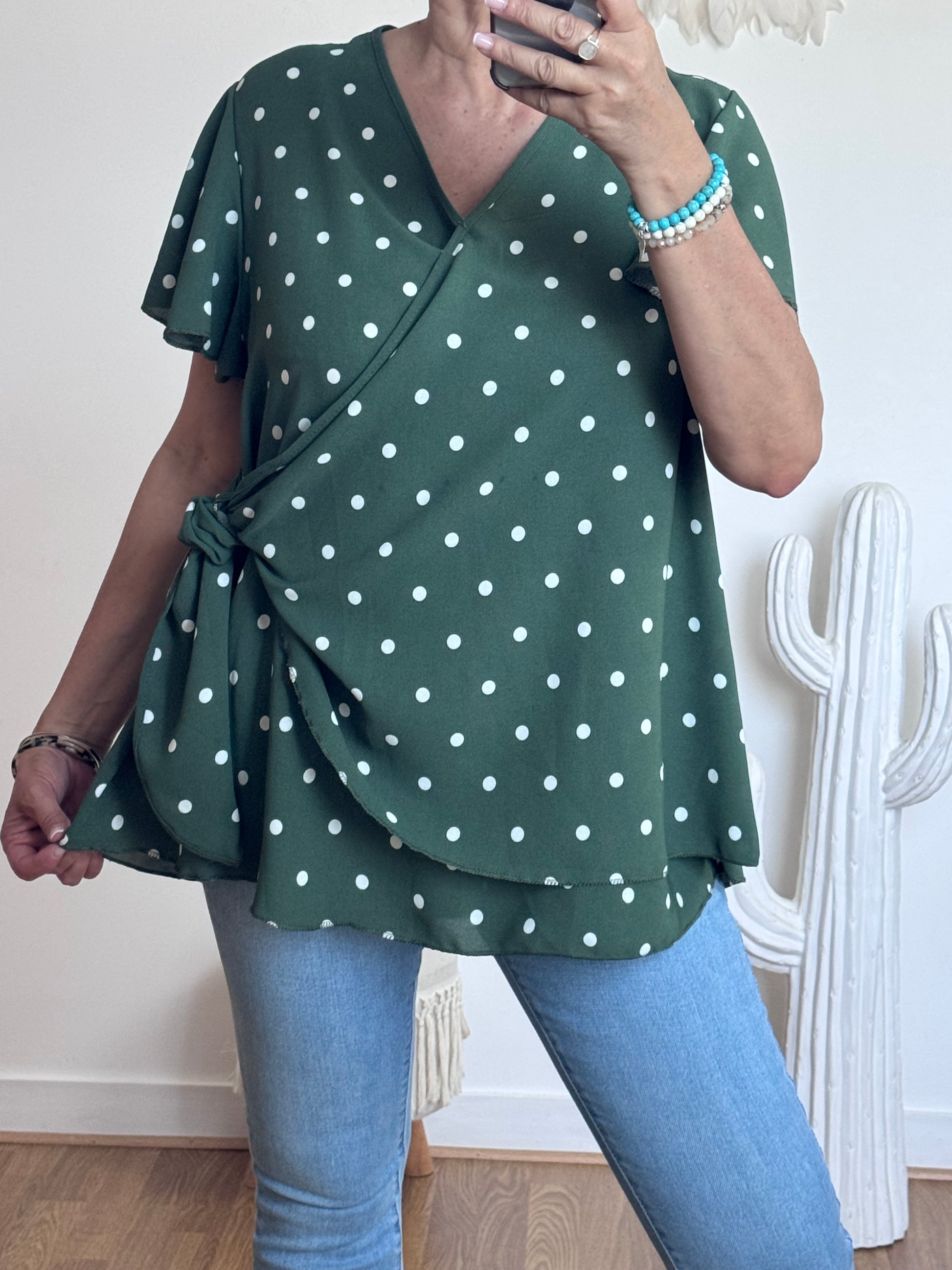 Blouse pois kaki TU 44/50