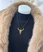 Collier cordelette noire tête de buffle