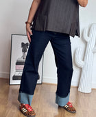 Jean revers wide leg bleu brut