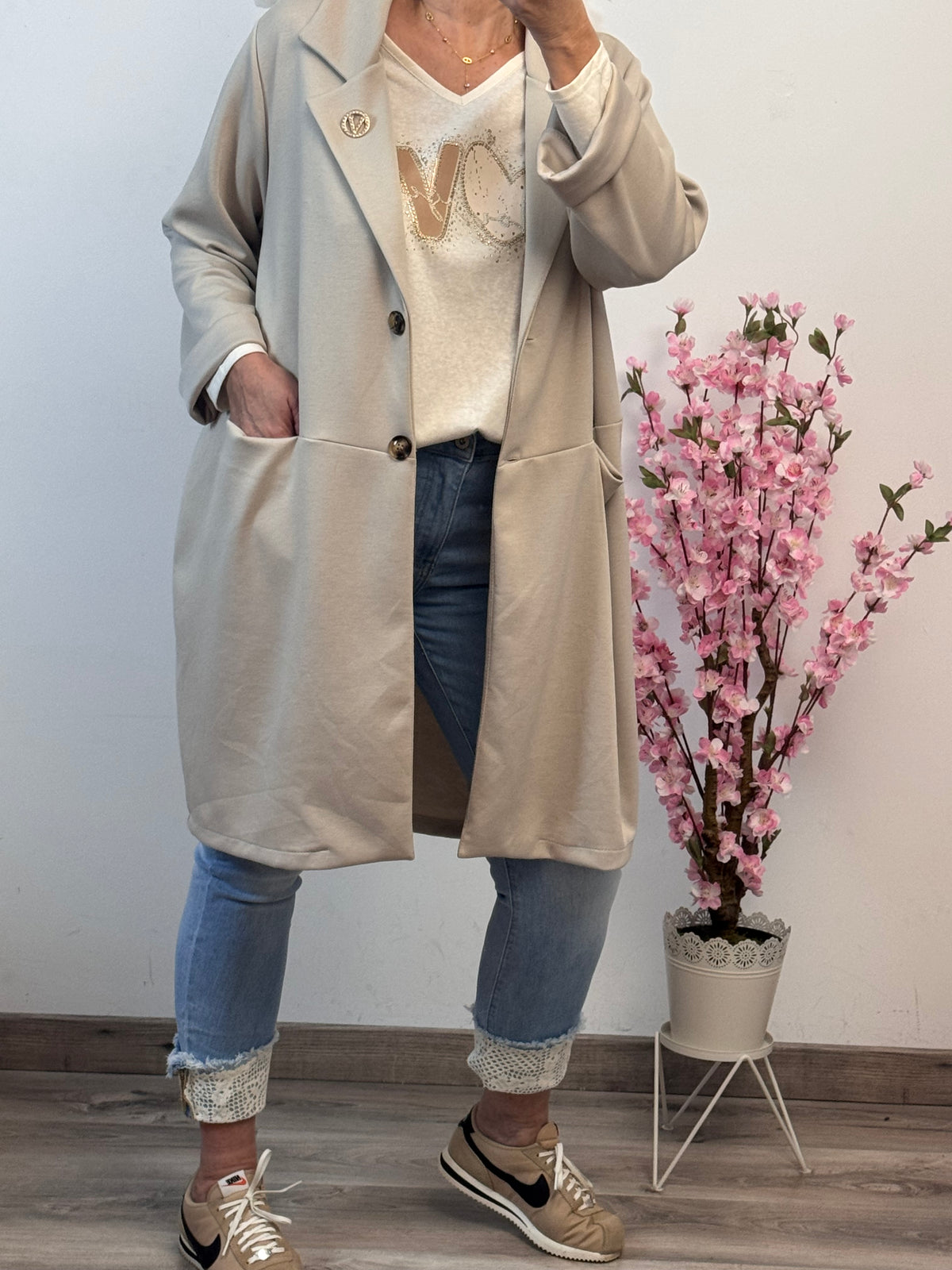 Veste longue casuel beige TU 46/52