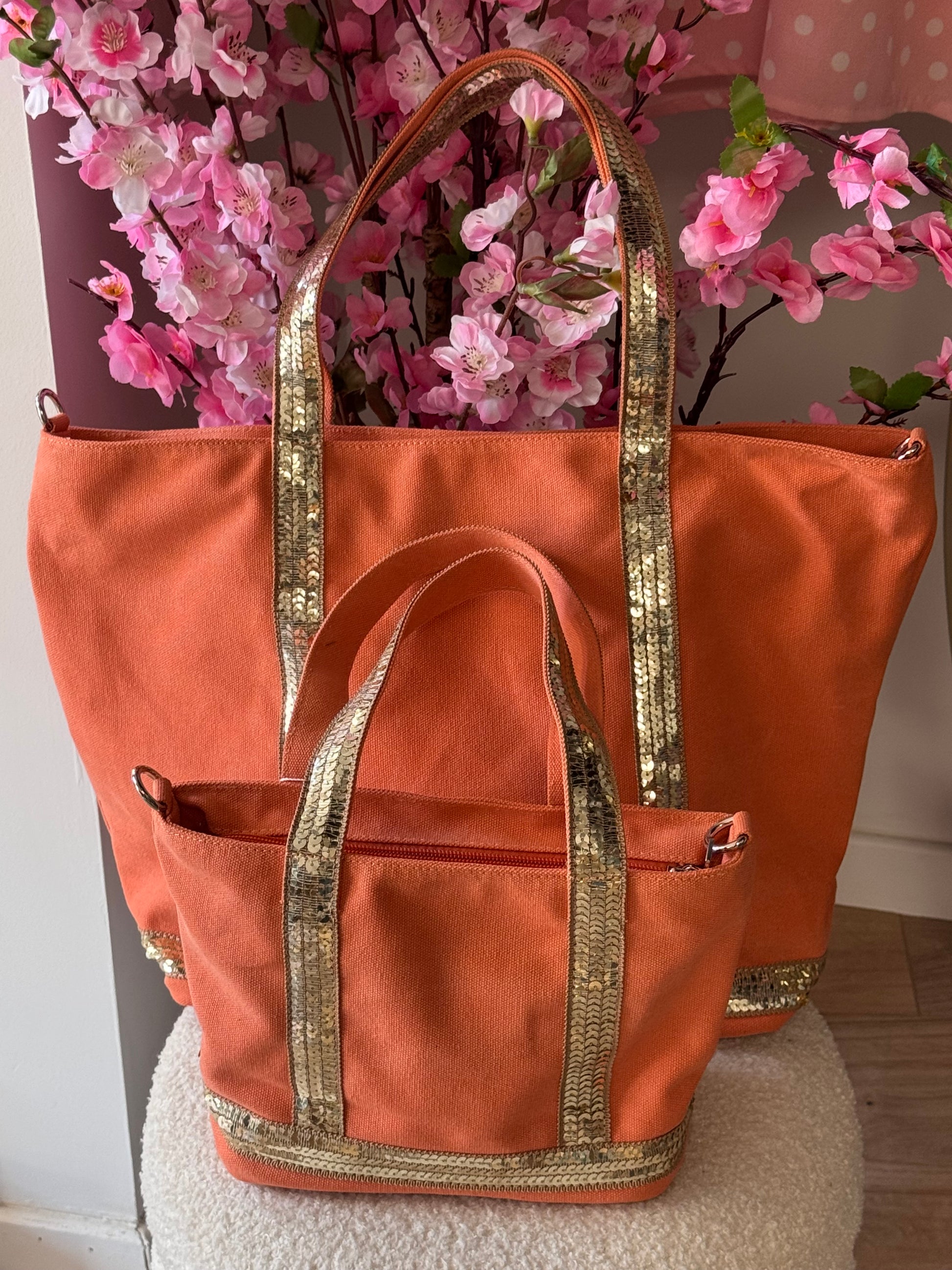 Sac vanes toile orange (grand modèle)