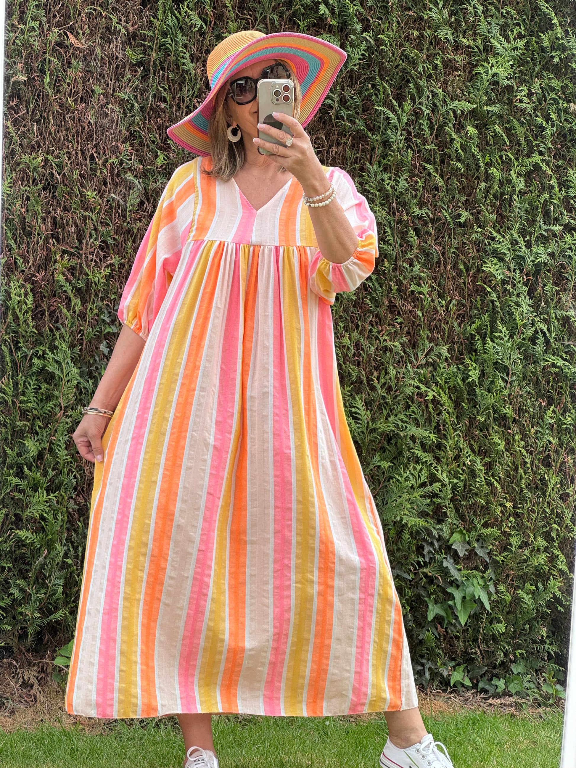 Robe coton tisse multicolore