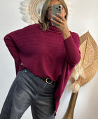 Pull col roulé prune TU 44/54