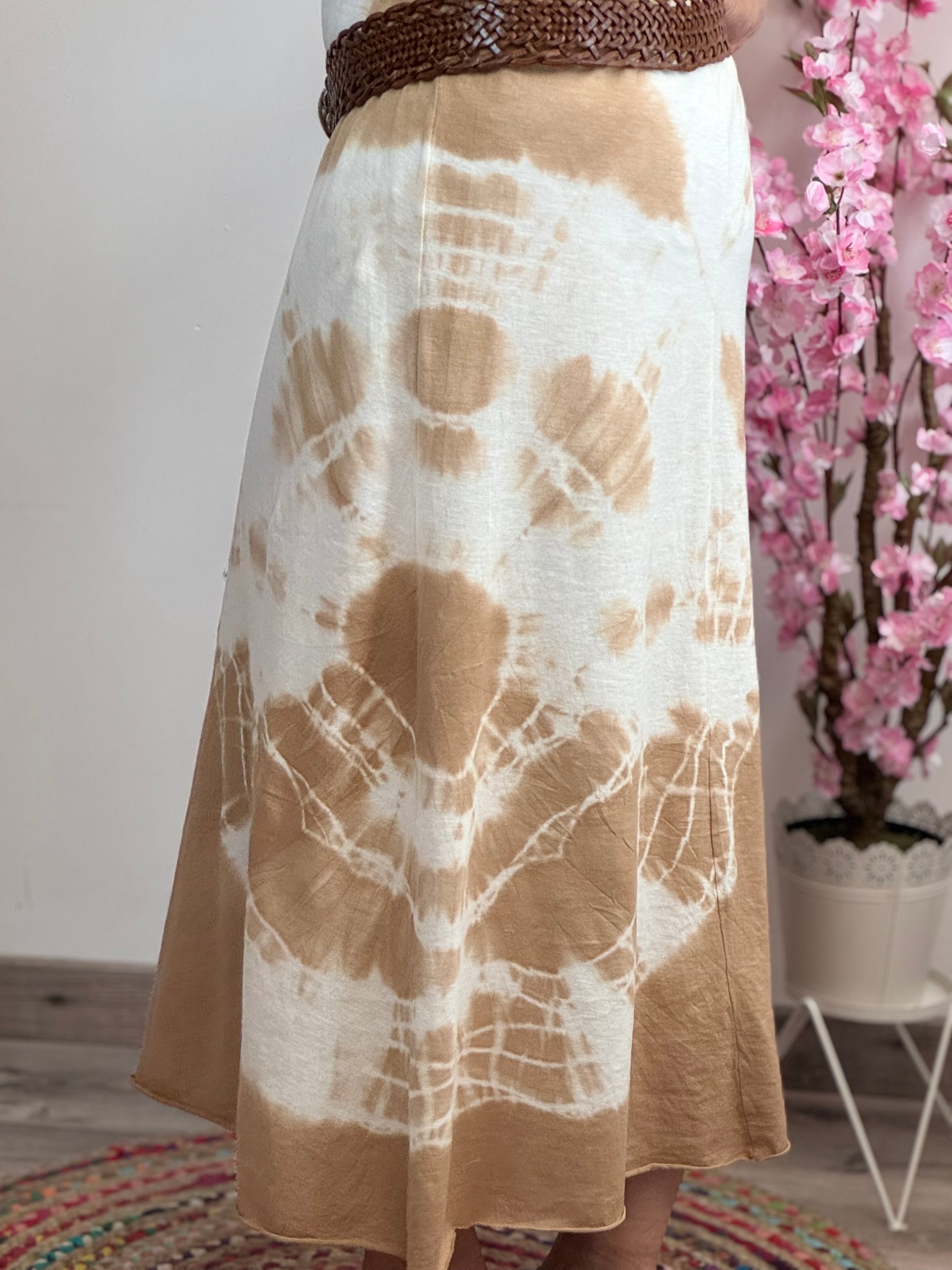 Robe longue teeshirt tie and dye beige