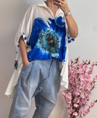 Chemise évasée fleurs bleues TU 38/46