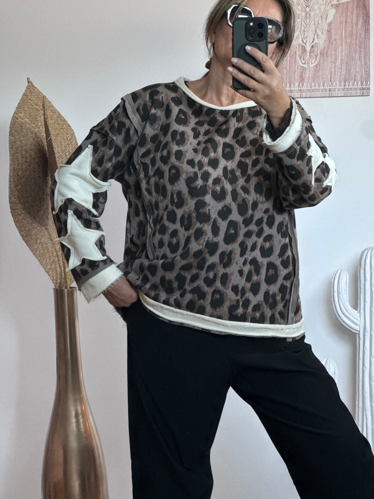 Sweat-shirt Léo Wild Star taupe