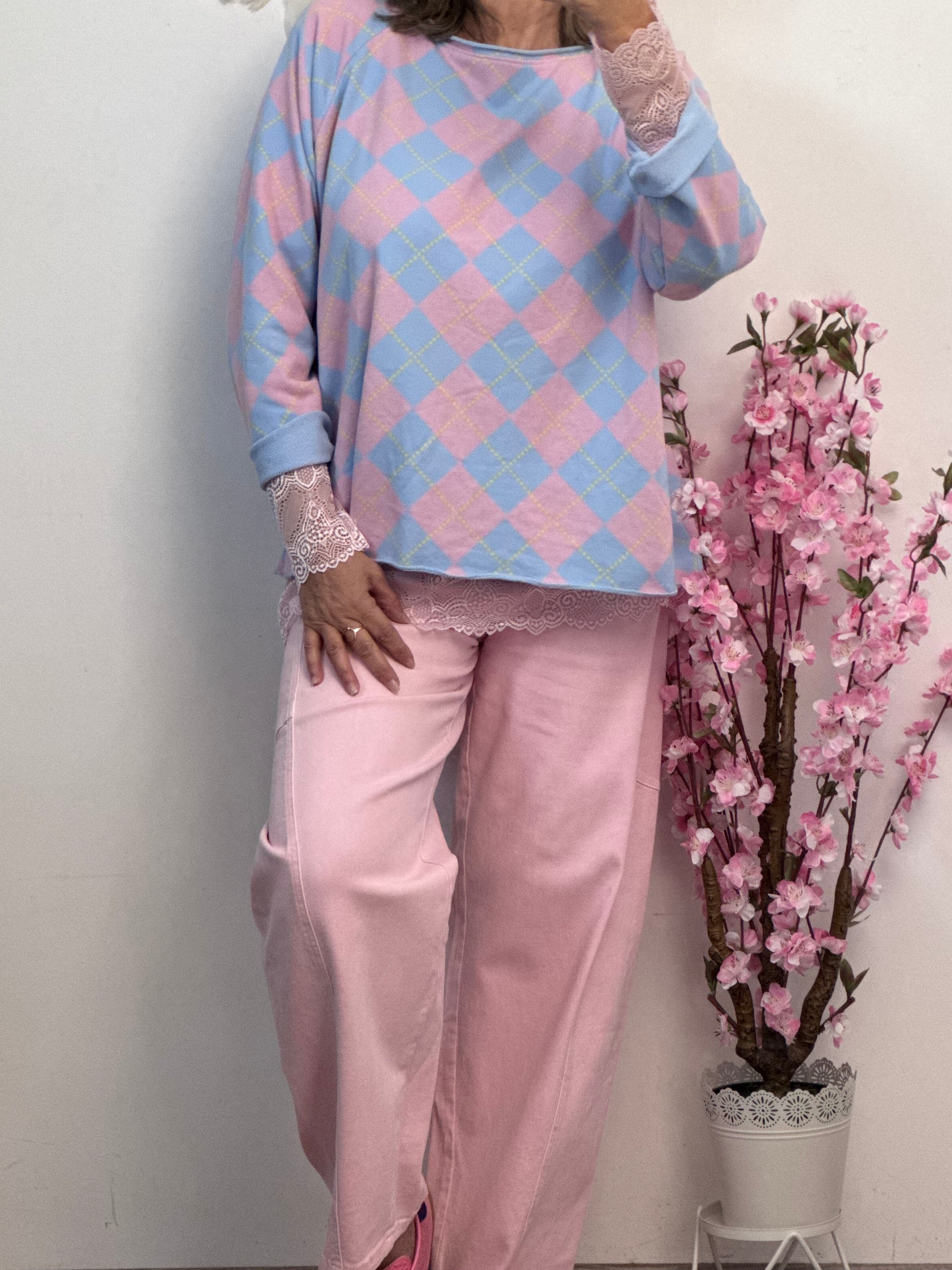 Jeans balloon rose pâle