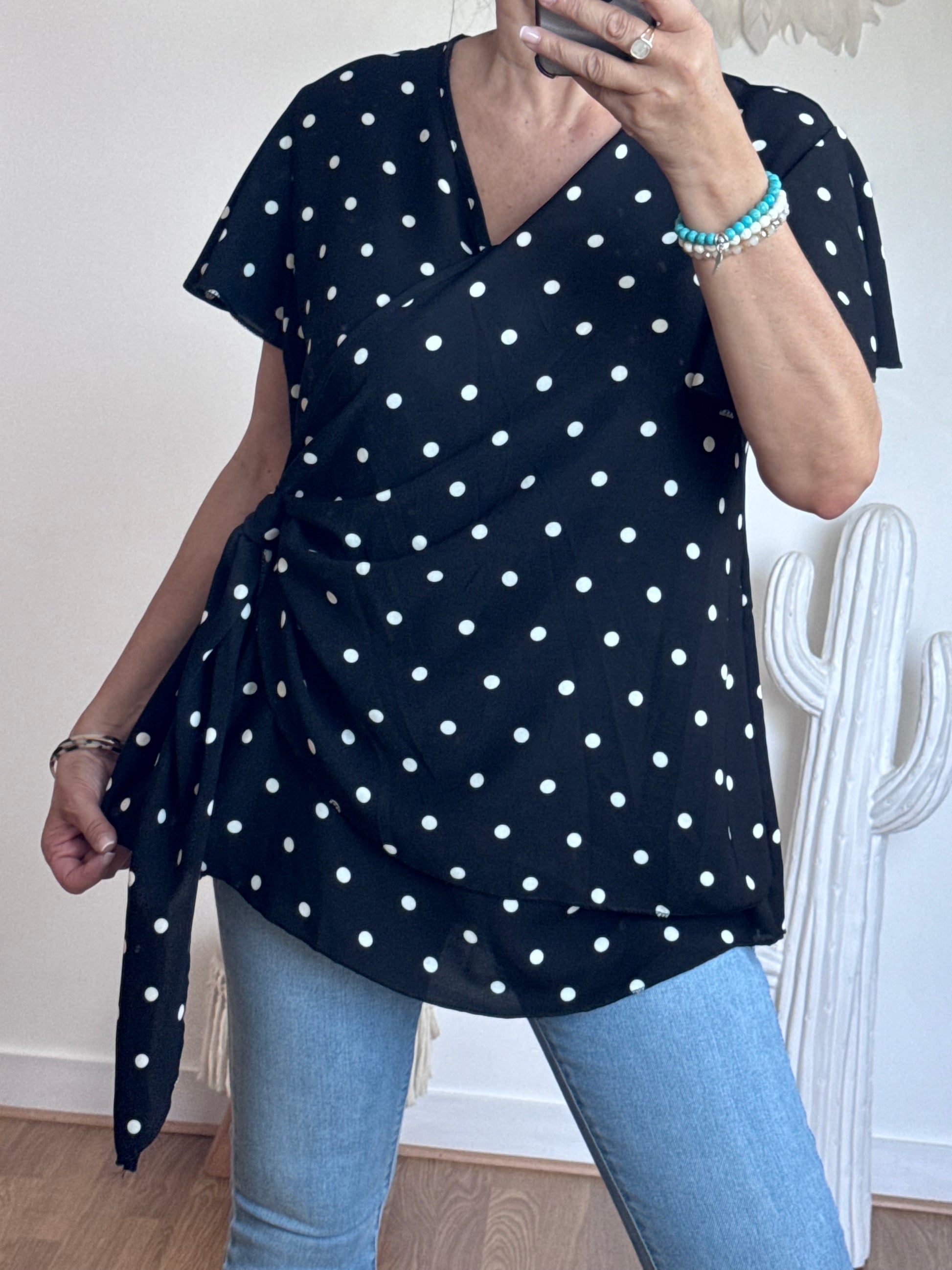 Blouse pois noire