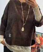 Sweat velours côtelé marron