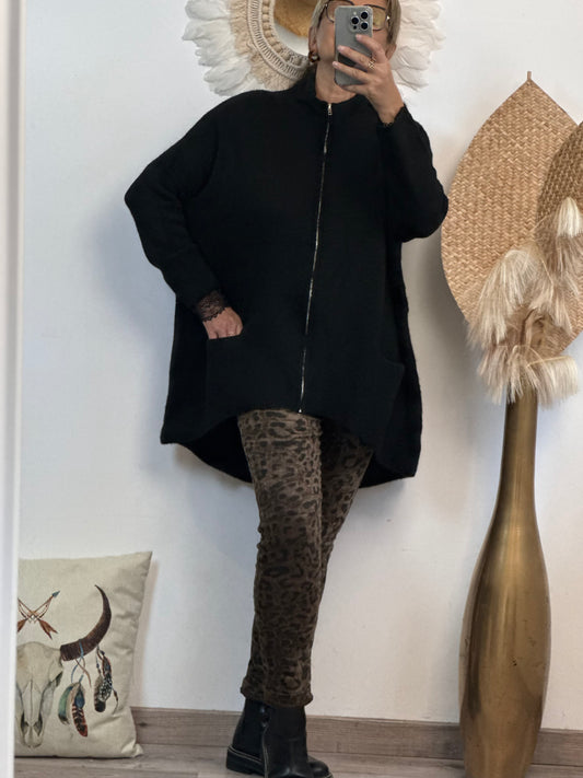 Gilet long oversize noir jolie formes TU 44/50