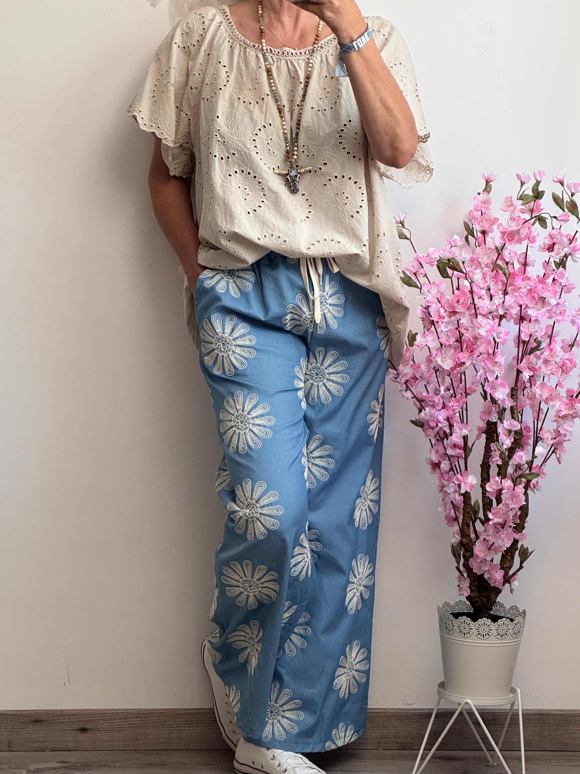 Pantalon Flora bleu