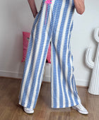 Salopette rayée bleue palmier