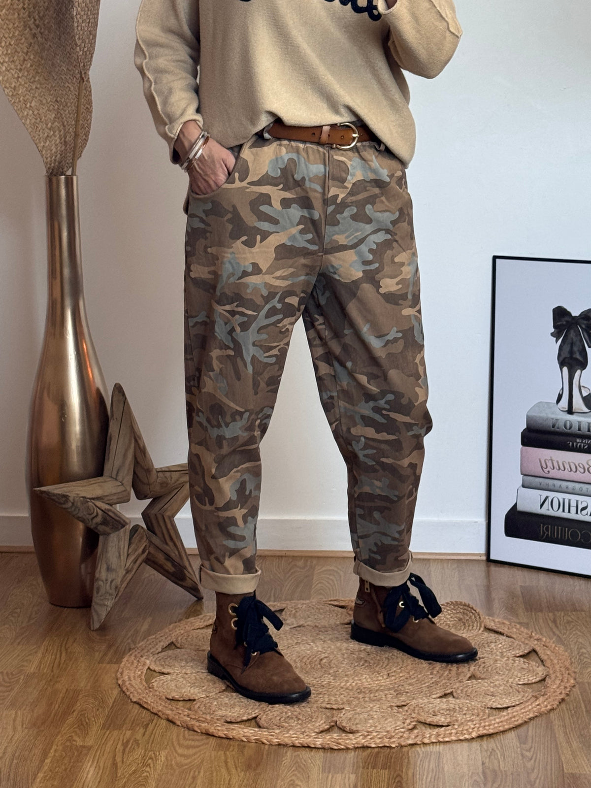 Pantalon Dakota camouflage camel