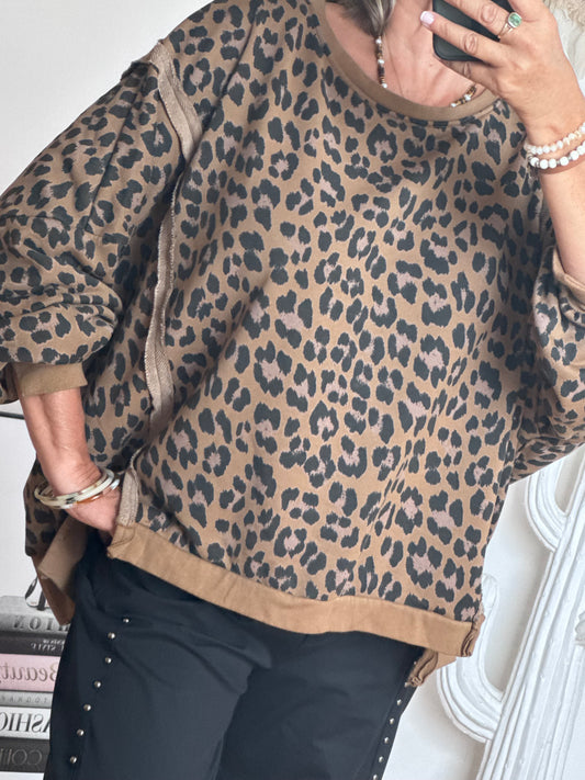 Sweat-shirt oversize Léo camel TU 38/50