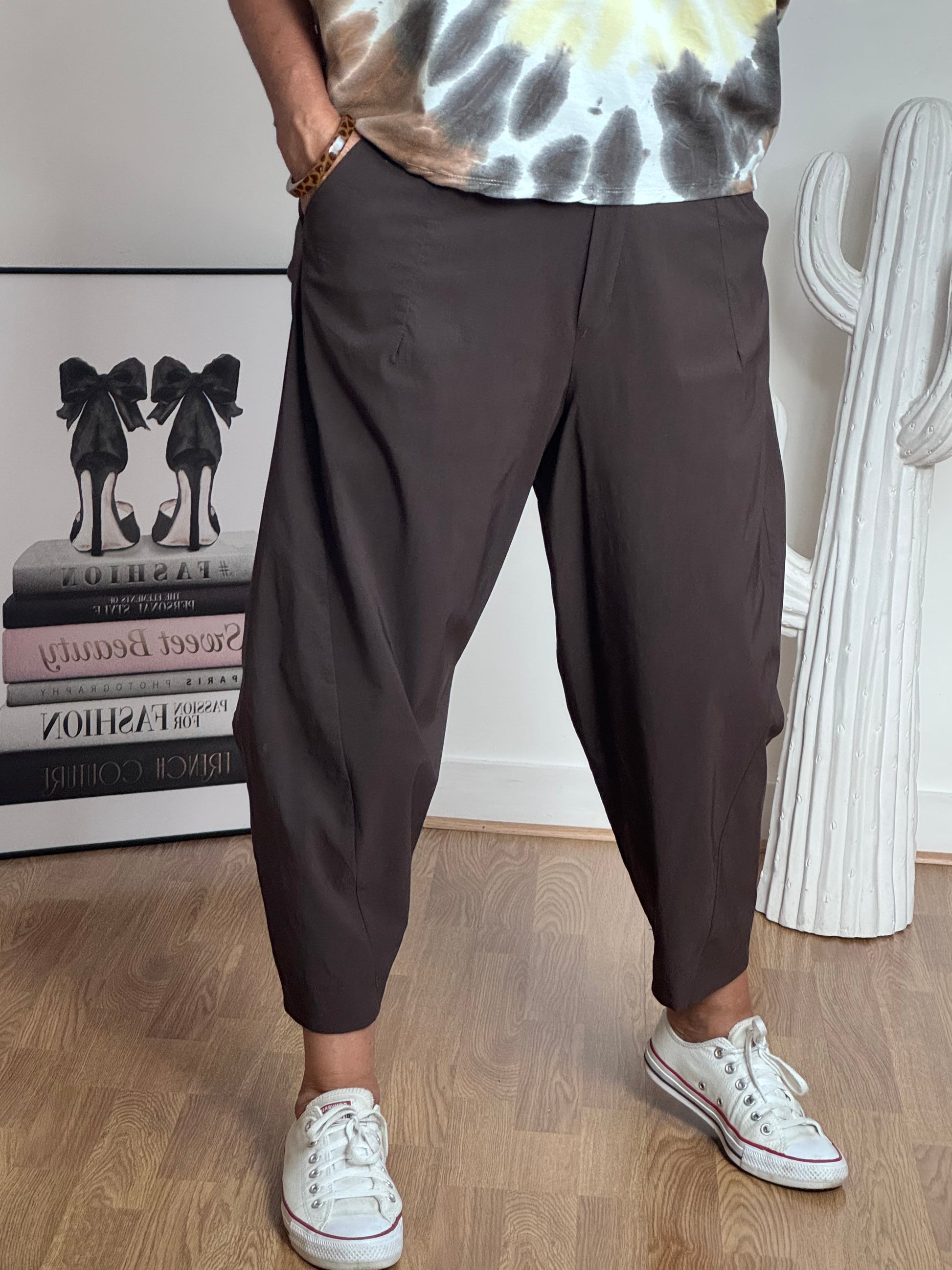 Pantalon style japonais marron