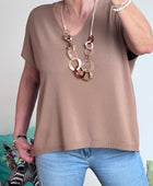 Teeshirt maille fine marron clair TU 36/46
