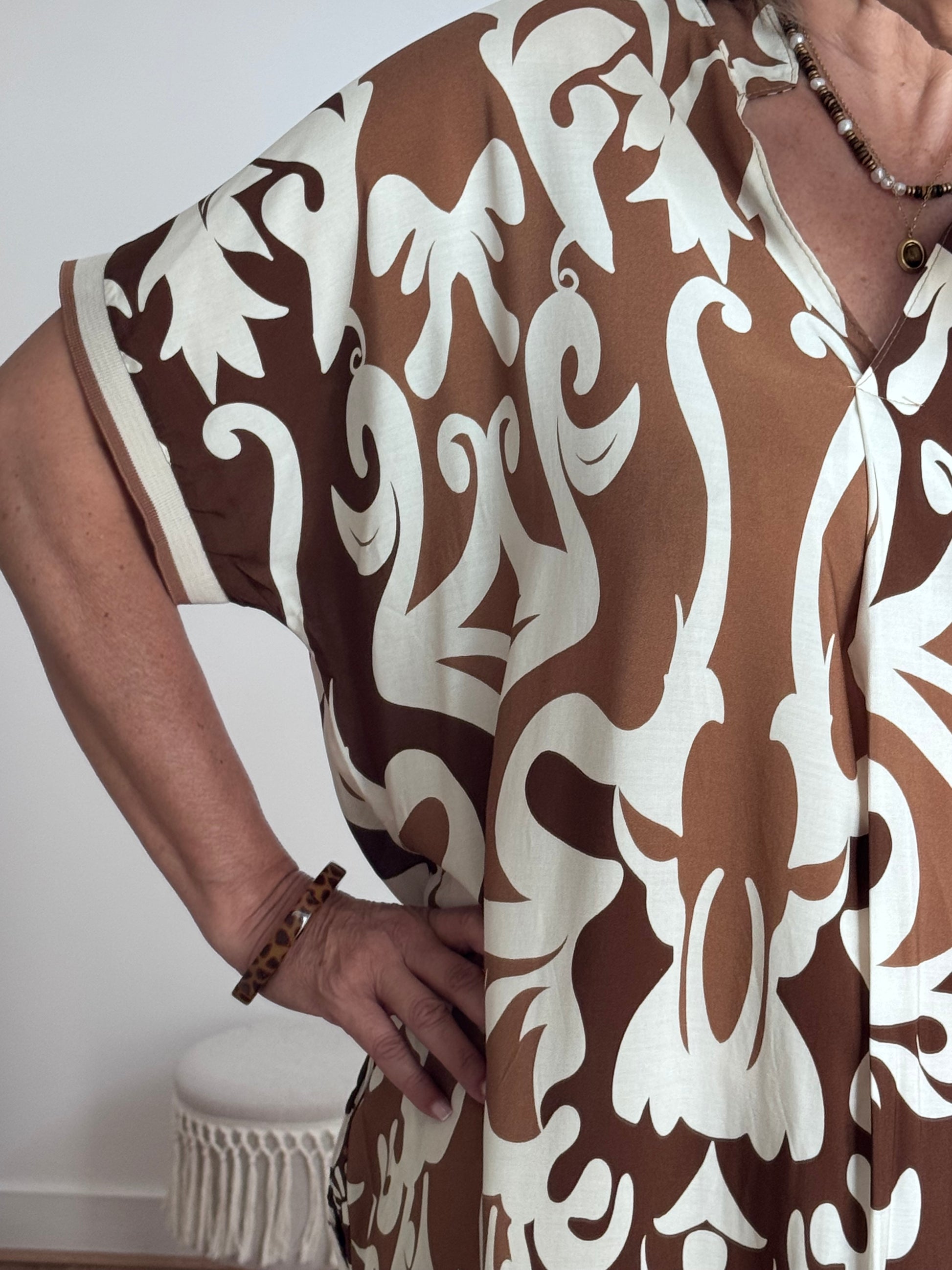 Robe arabesque marron/creme