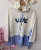 Sweat-shirt bi matière chemise bleu TU 36/44