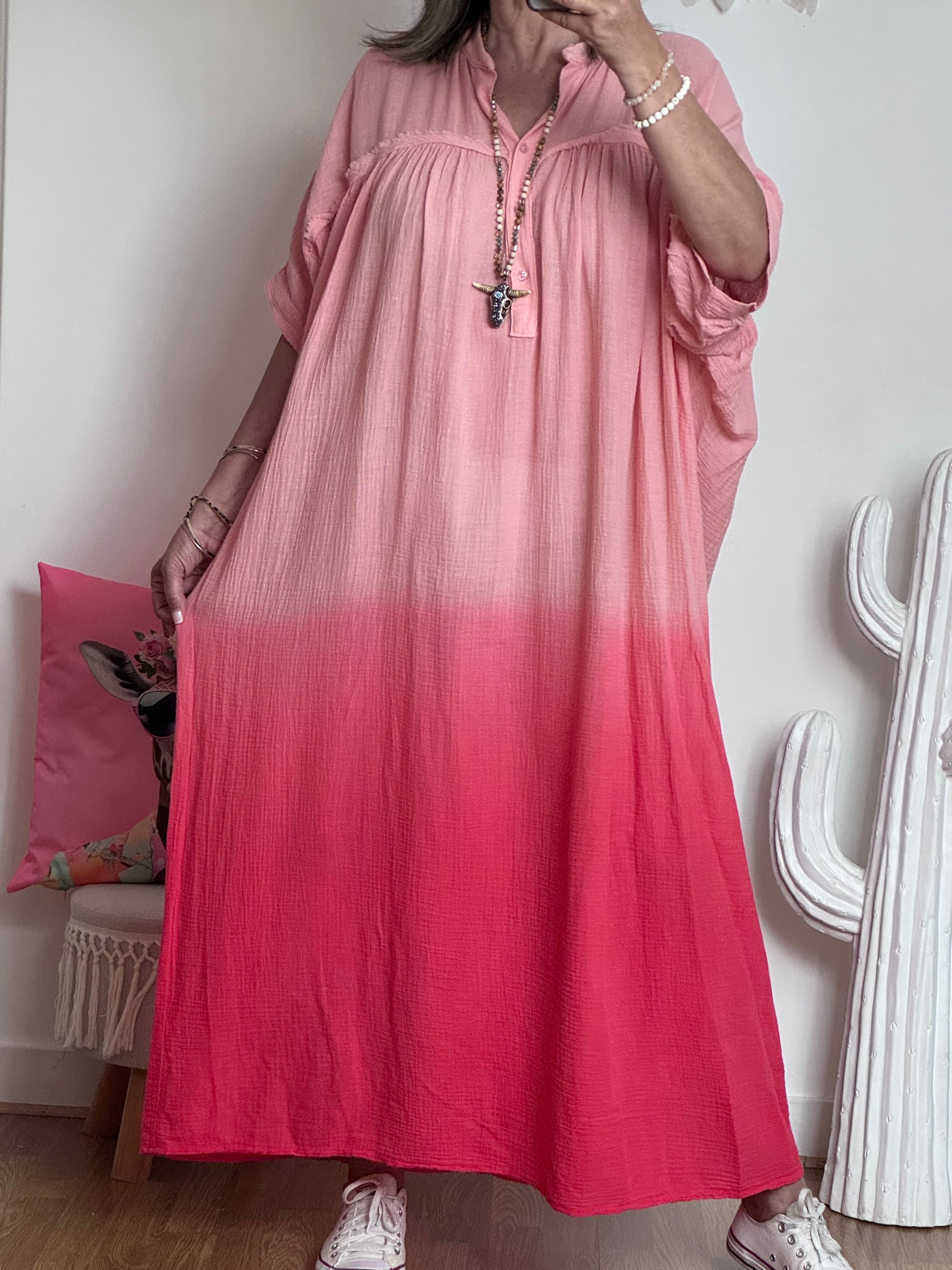 Robe tie and dye pêche/rose