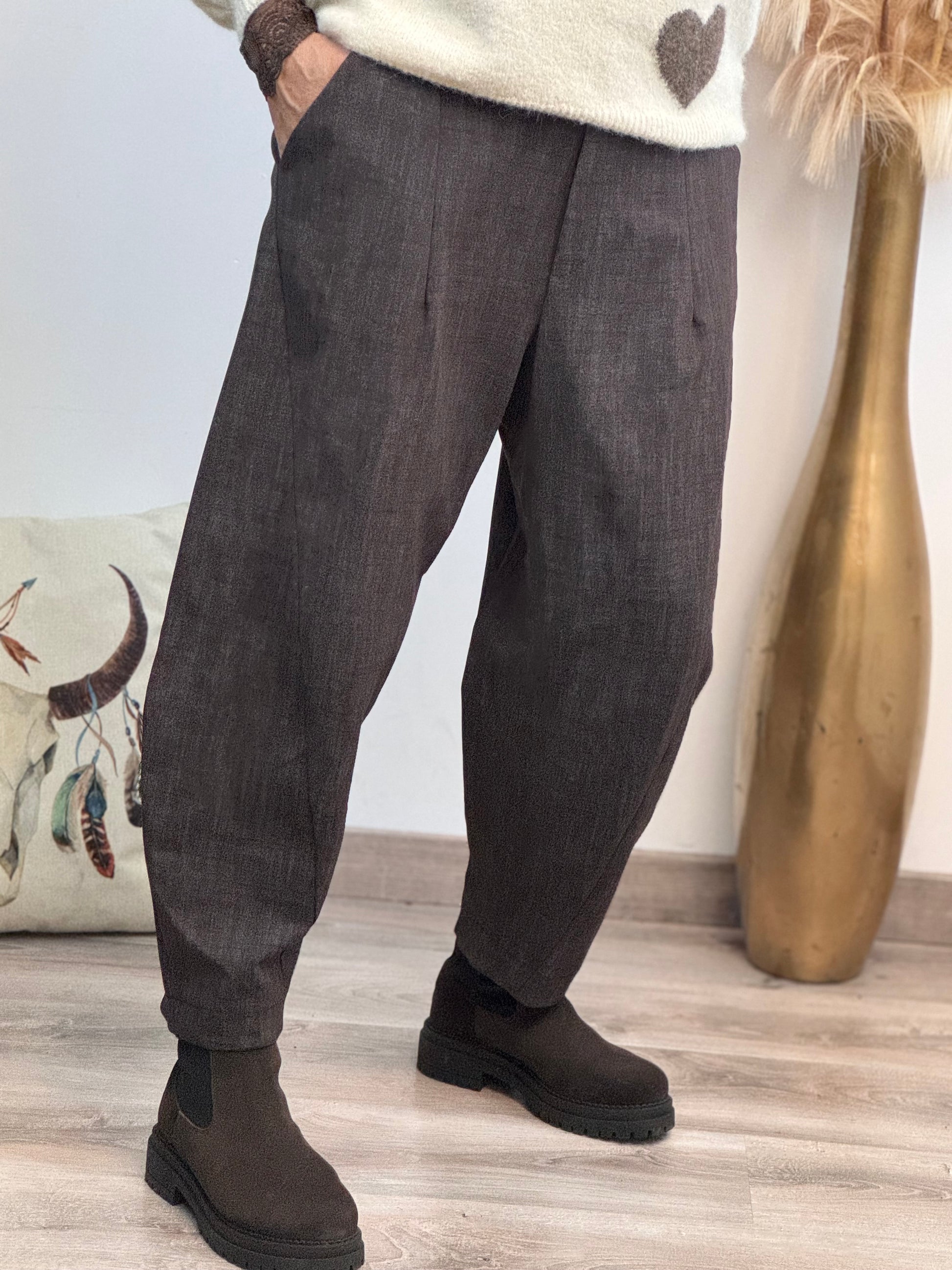 Pantalon marron chiné