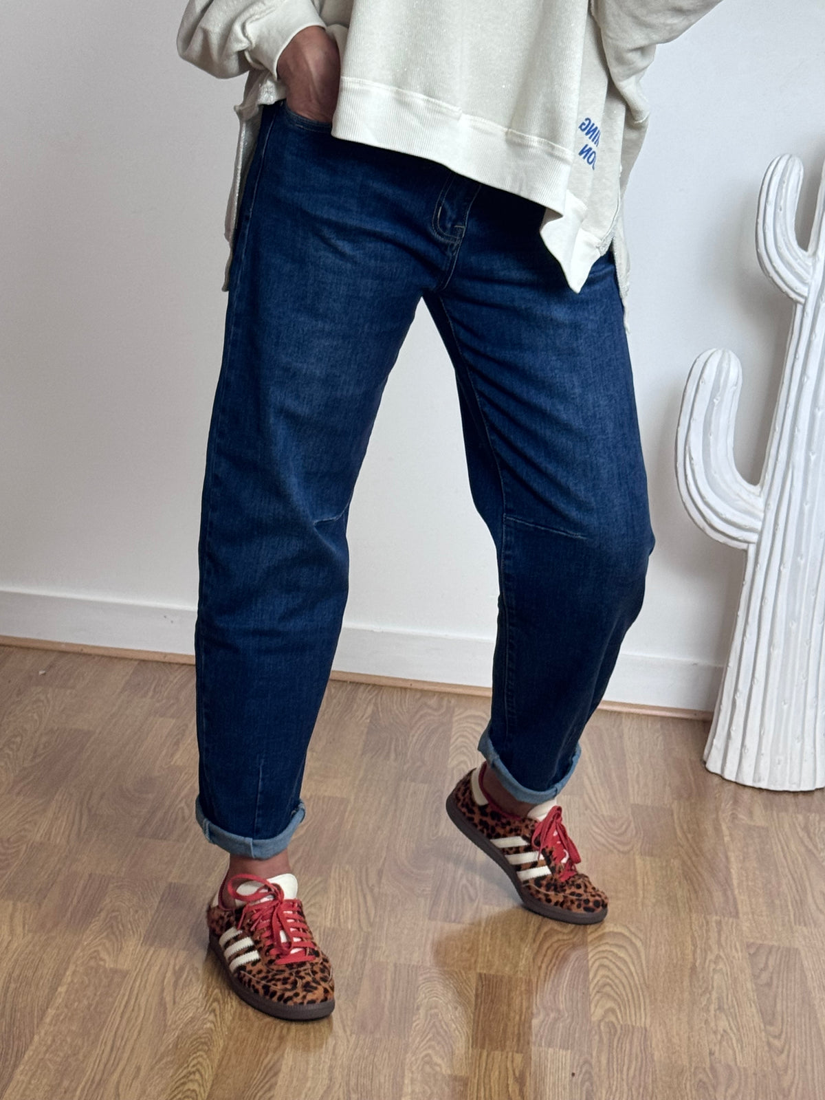 Jean barrel bleu denim