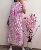 Robe teeshirt Léo rose fluo et Lila