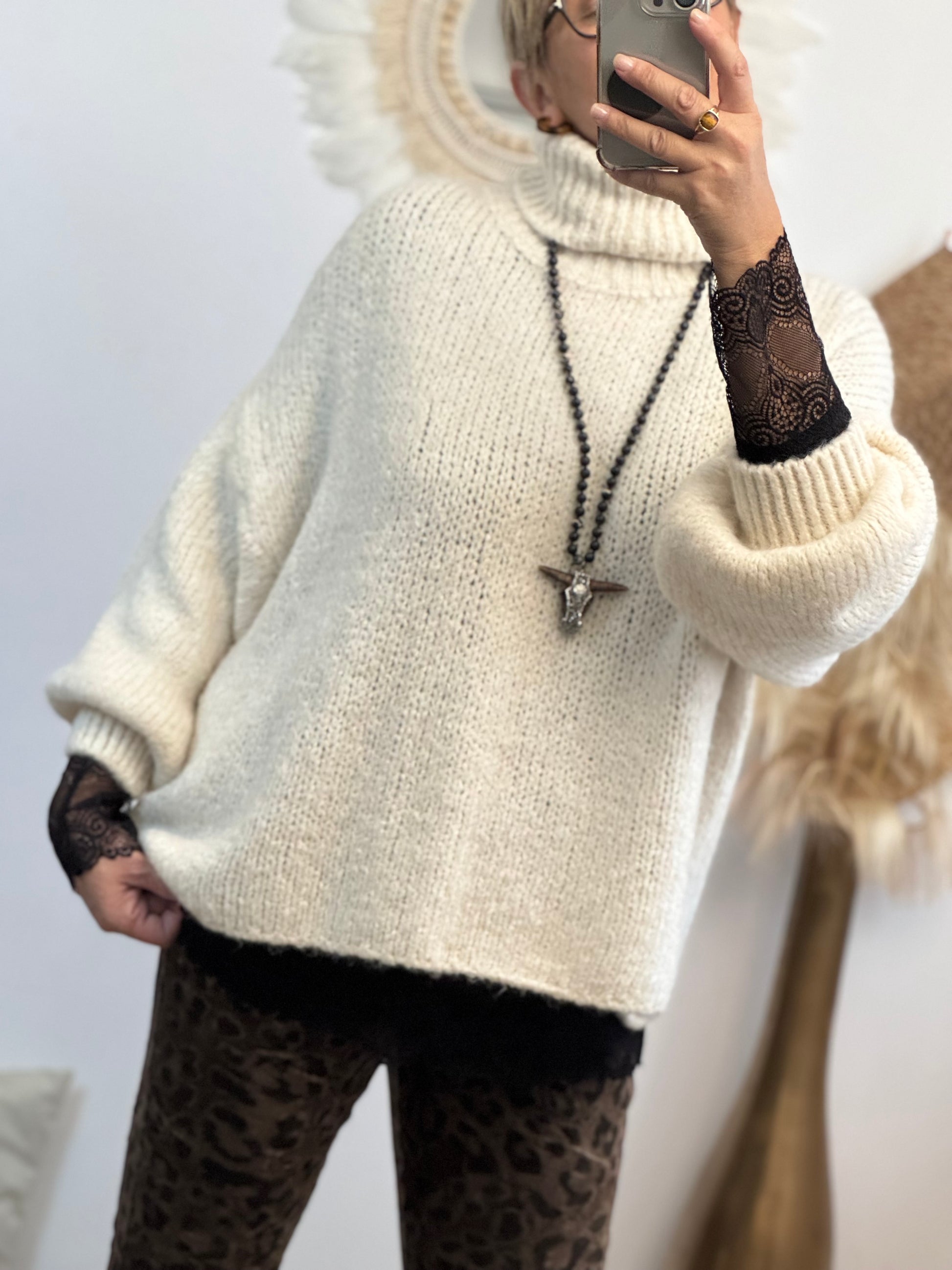 Pull d’hiver maille crème