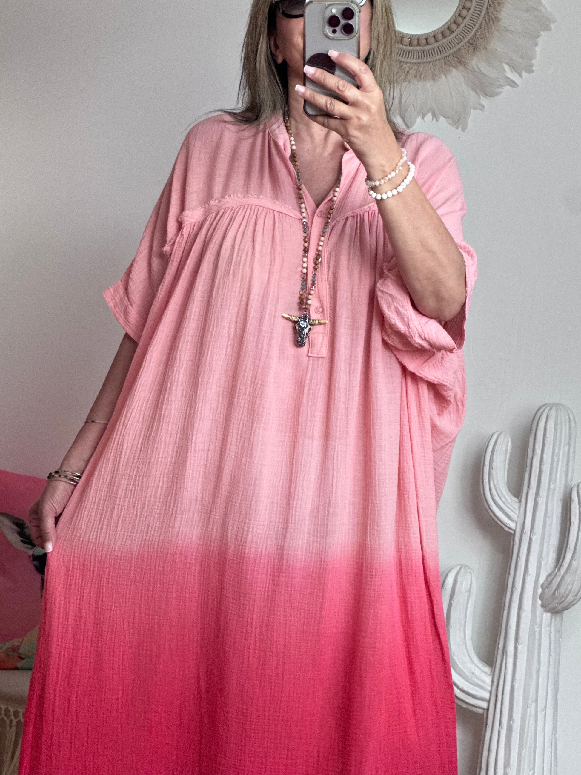 Robe tie and dye pêche/rose