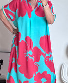 Robe florale turquoise /rouge TU 40/48
