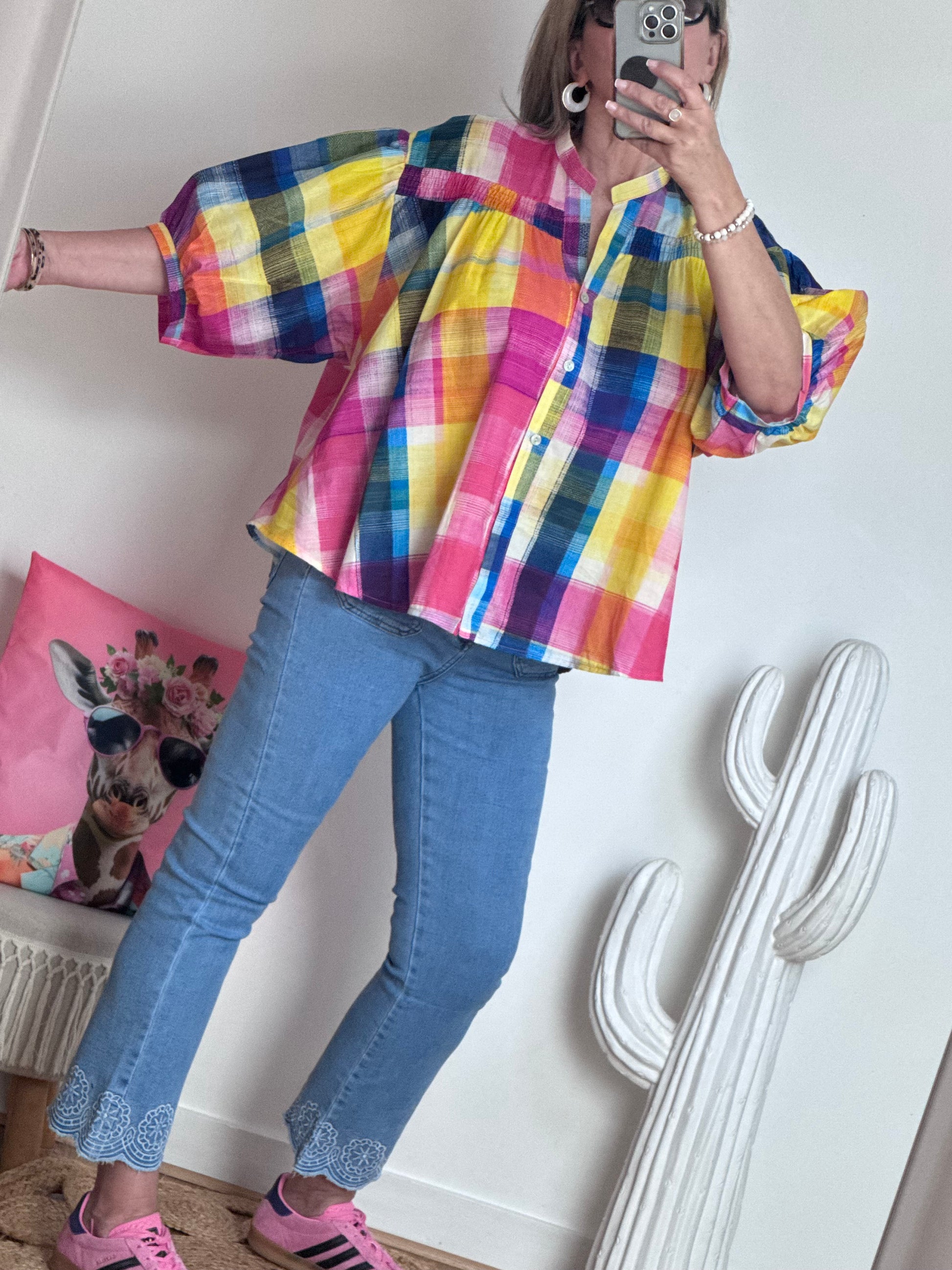 Chemise carreaux multicolore