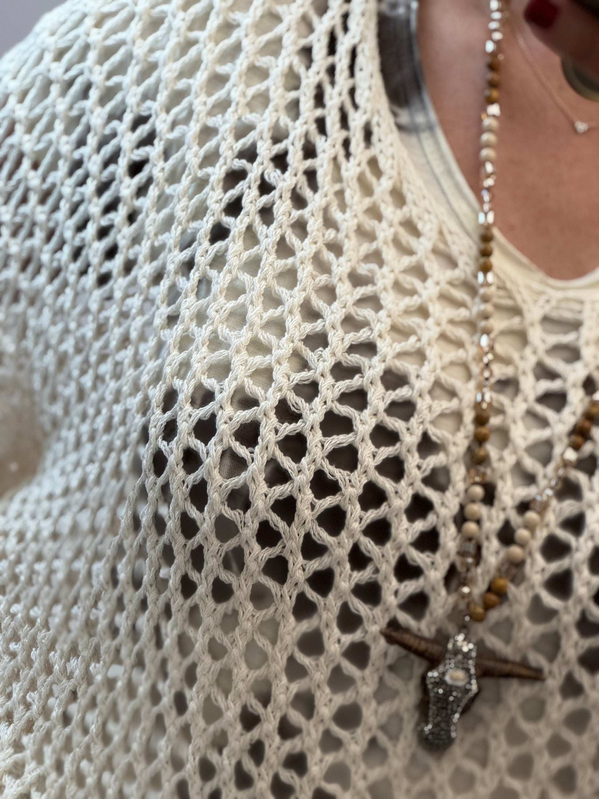 Pull ajouré crème