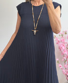 Robe longue plissée marine