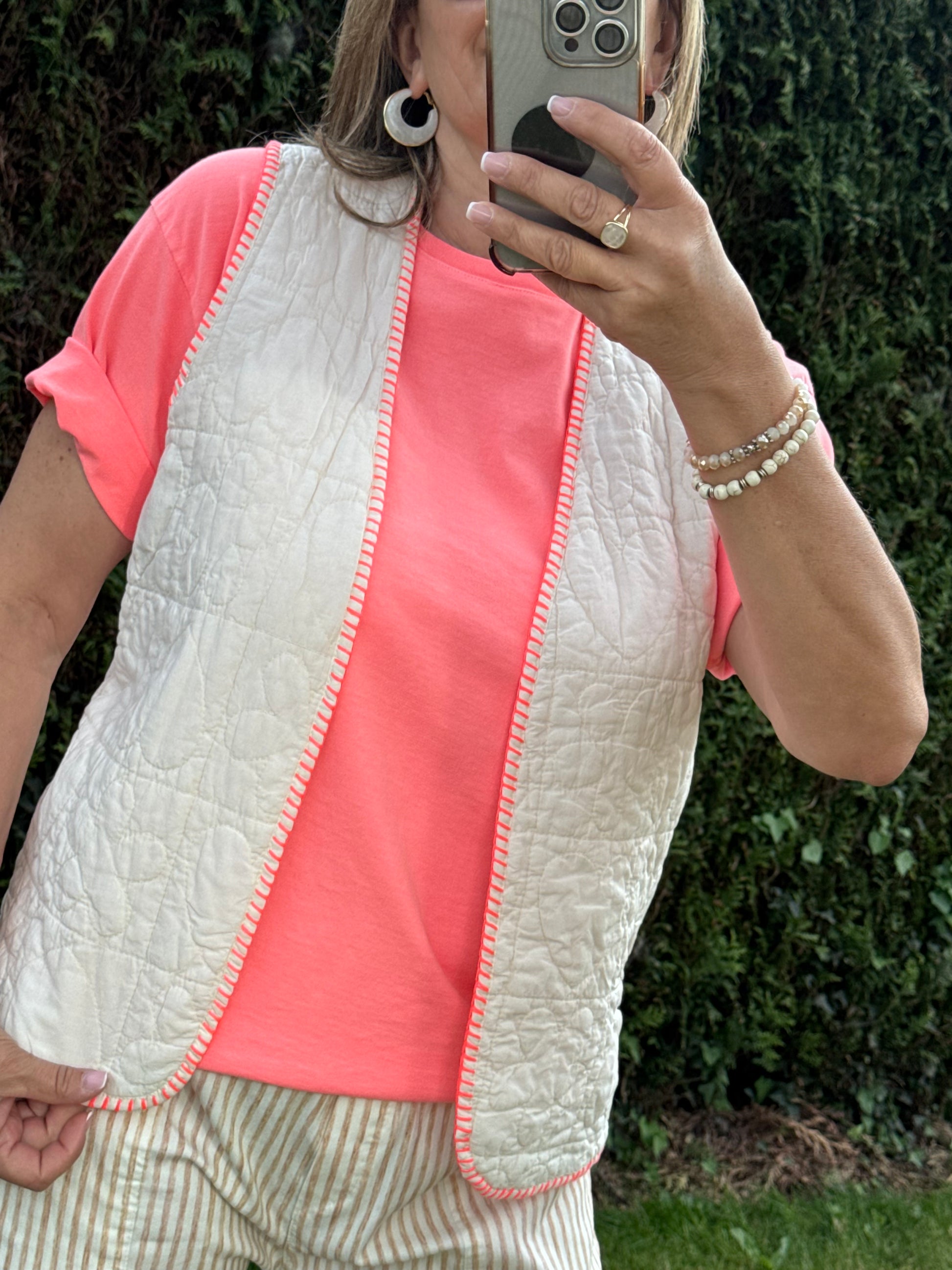 Gilet matelassé blanc cassé
