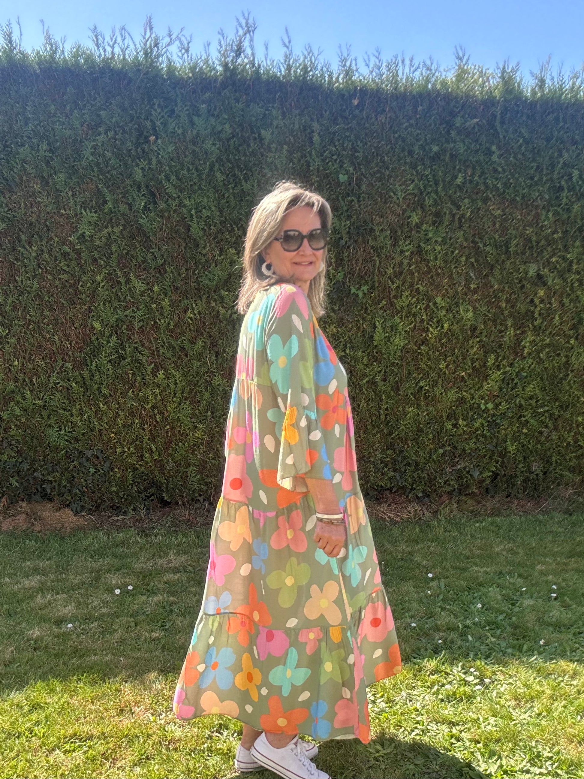 Robe kaki Floral multicolore