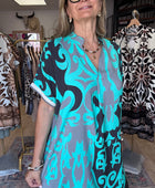 Robe arabesque noir turquoise TU 40/48