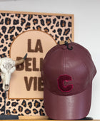 Casquette similicuir bordeaux
