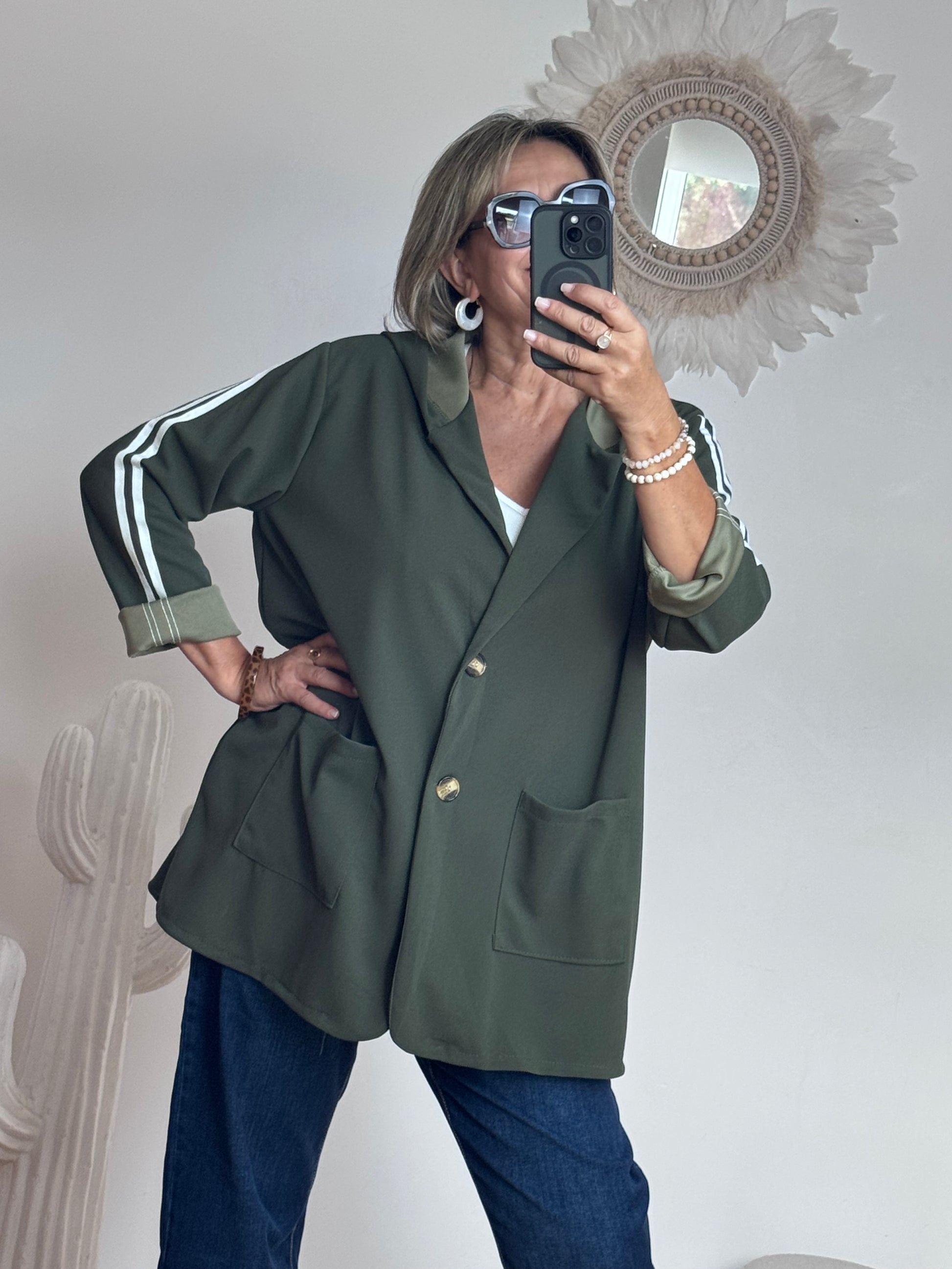 Veste casuel kaki jolie forme