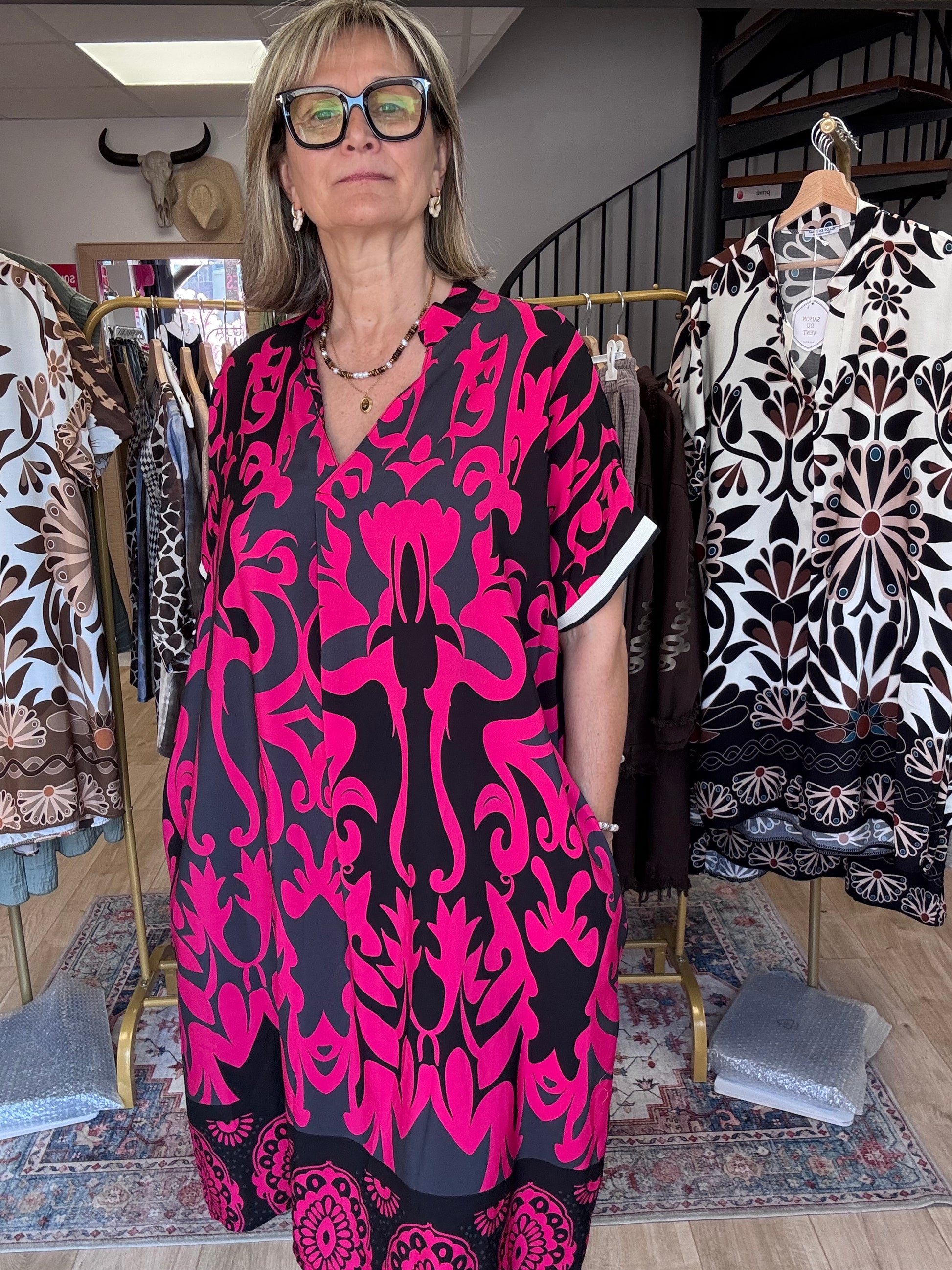 Robe arabesque noir fuchsia TU 40/48