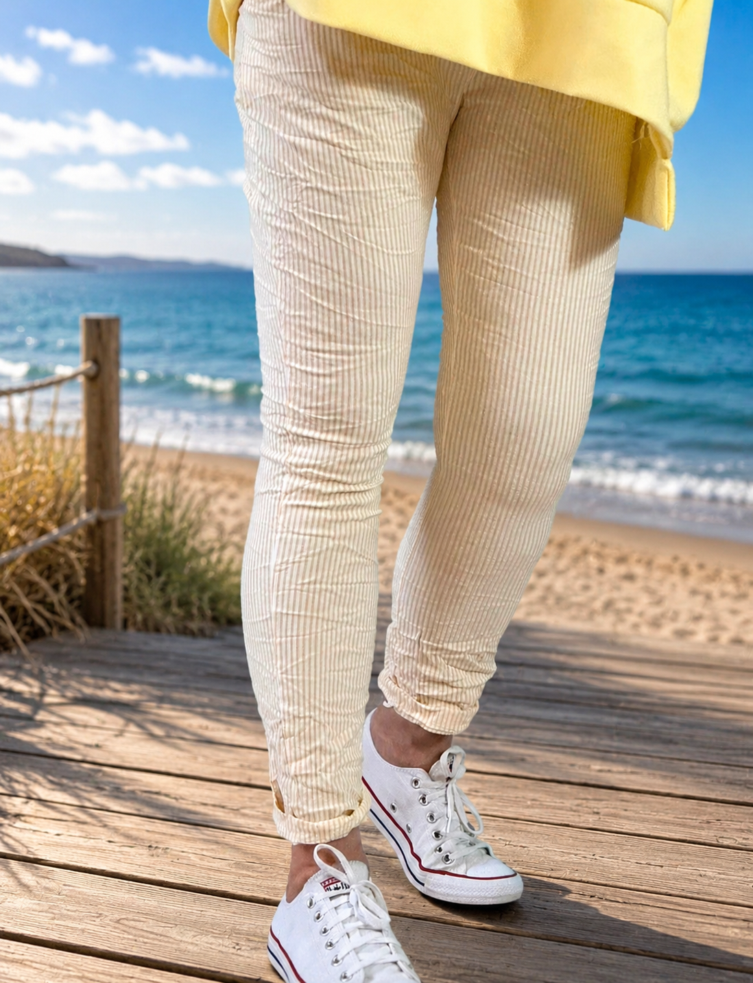 Pantalon confort rayures jaunes