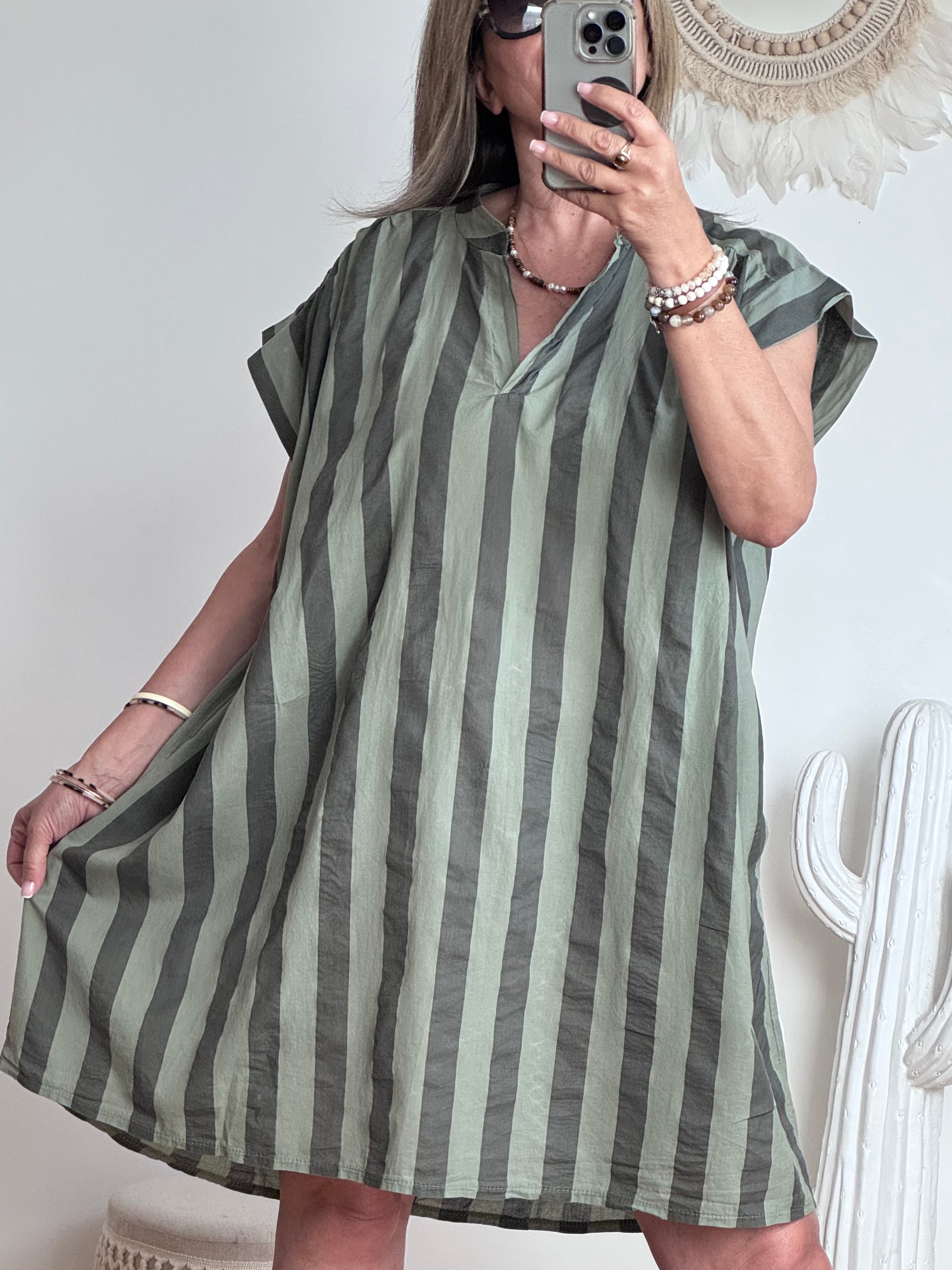 Robe rayée kaki /marron TU 42/50