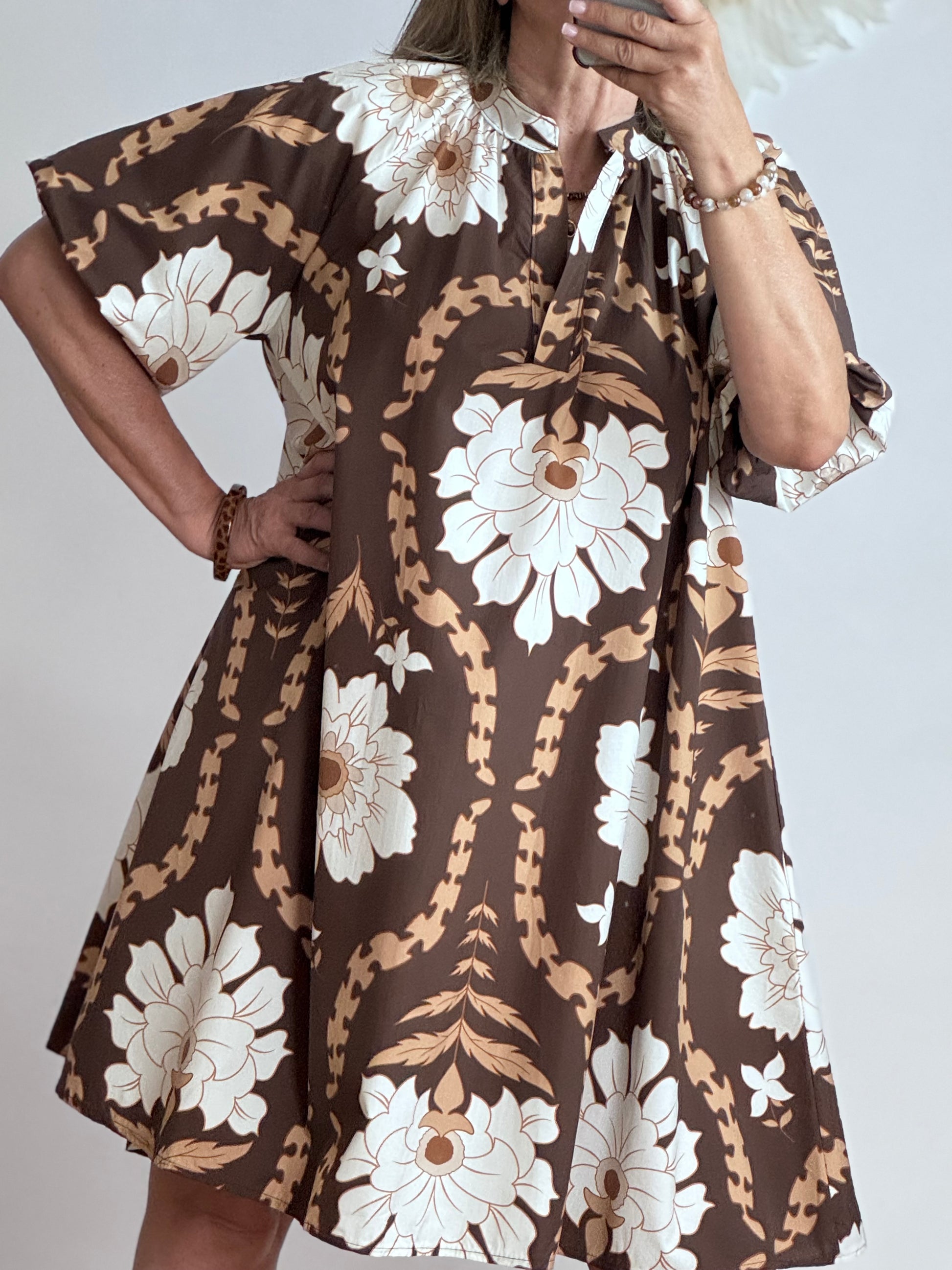 Robe Chloé évasée marron